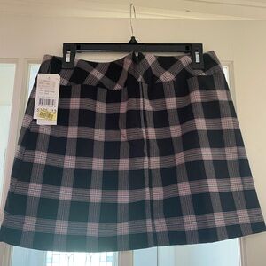 NWT!  Y2K mini plaid skirt with front side slit and back zipper.